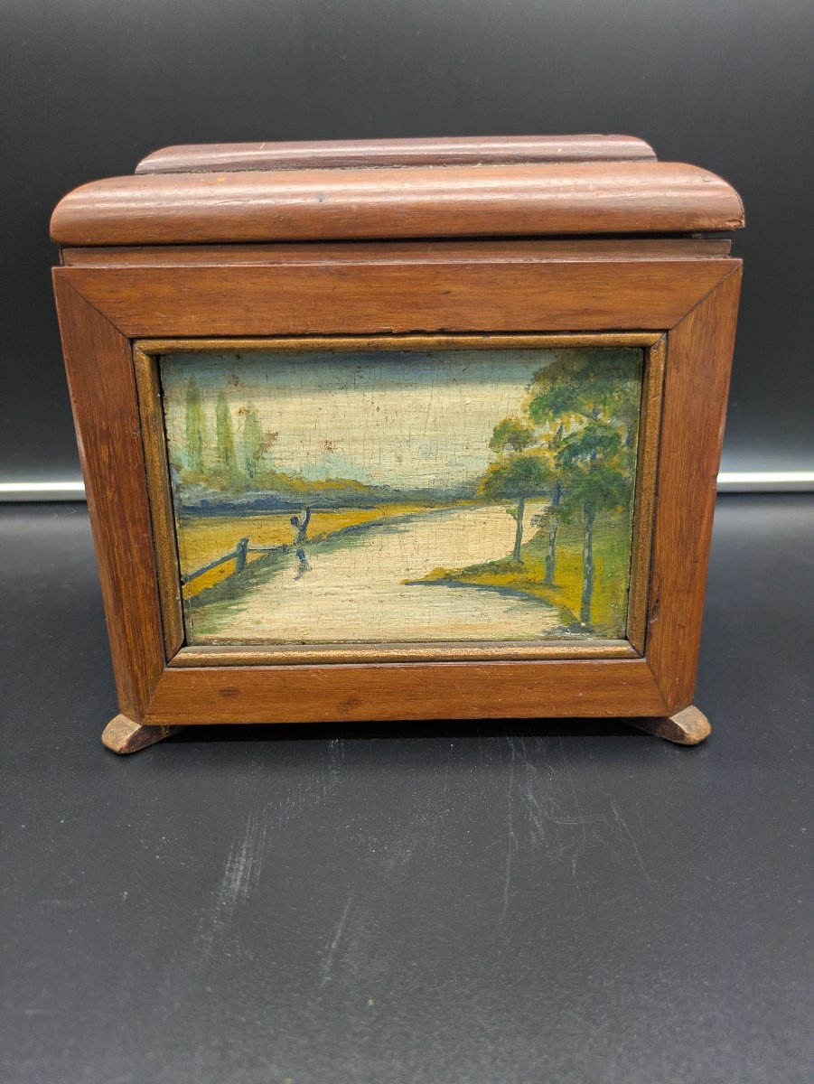 Coffret de Campagne Anglais à Système Décoré de Scènes Champêtres  - XIXème-photo-3
