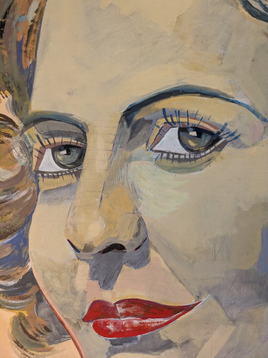 Portrait Of A Woman, American Pop Art School, Signed Mounted Print -photo-3