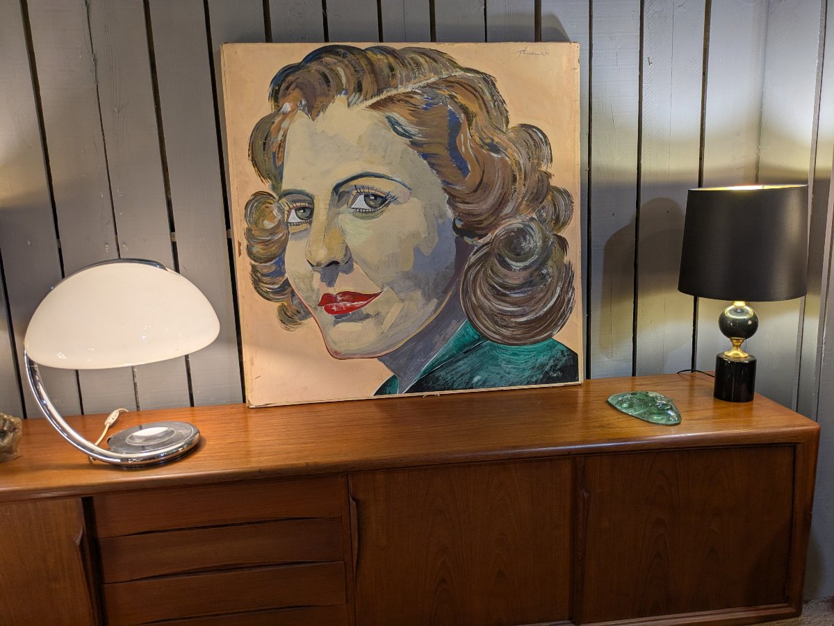 Portrait Of A Woman, American Pop Art School, Signed Mounted Print -photo-2
