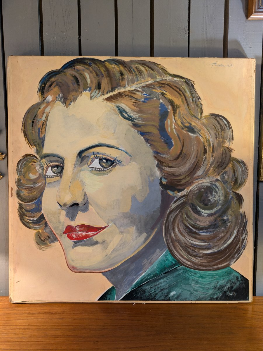 Portrait Of A Woman, American Pop Art School, Signed Mounted Print 