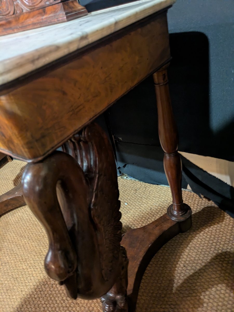 Coiffeuse de Milieu en Acajou, et Pieds Col de Cygne  - XIXème - Époque Empire-Restauration-photo-2