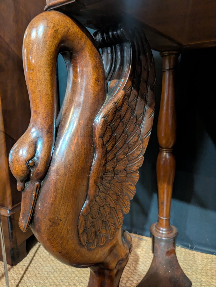 Coiffeuse de Milieu en Acajou, et Pieds Col de Cygne  - XIXème - Époque Empire-Restauration-photo-4