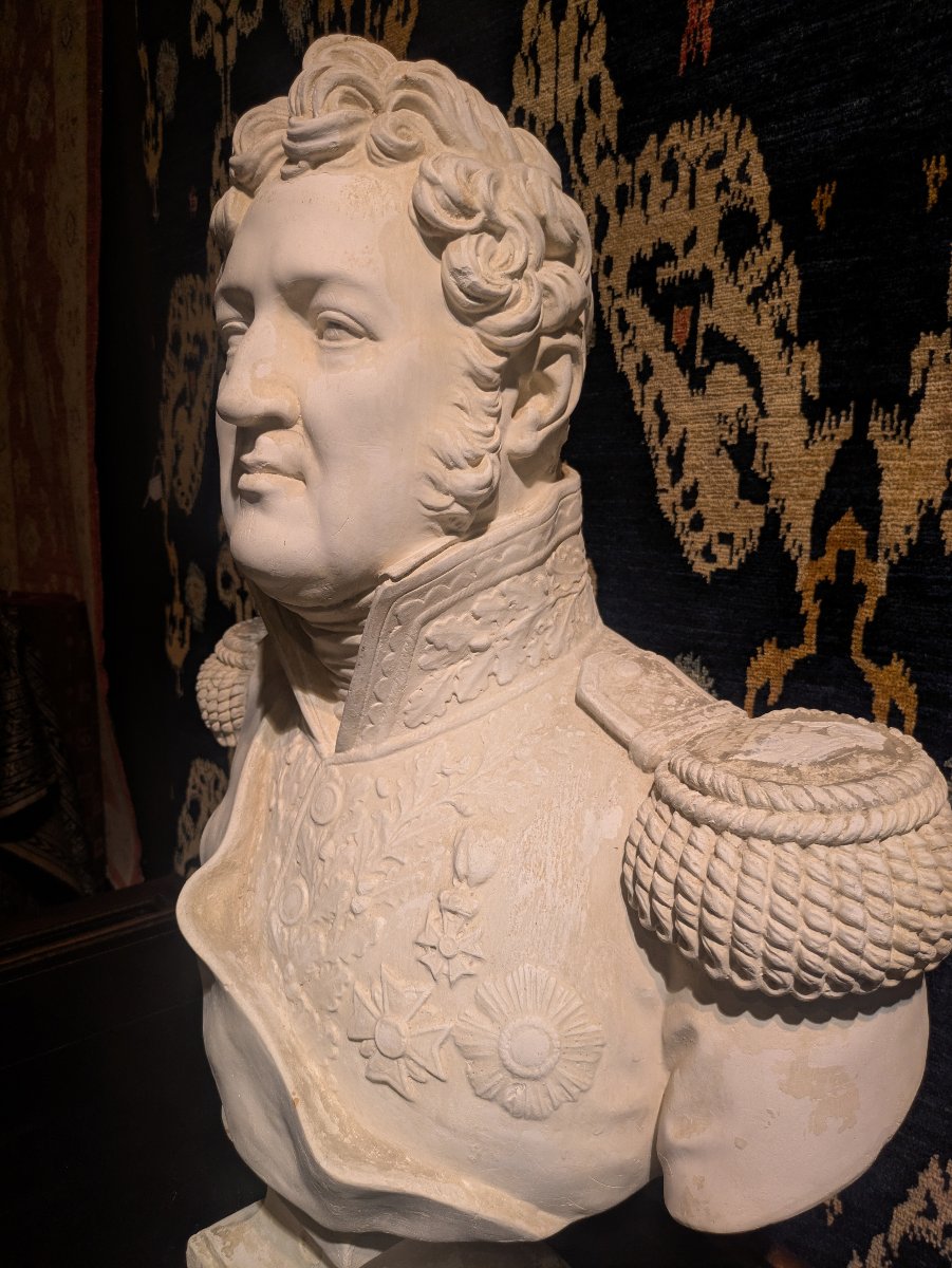 Plaster Bust Of Louis-philippe I, Signed And Dated - 19th Century-photo-4