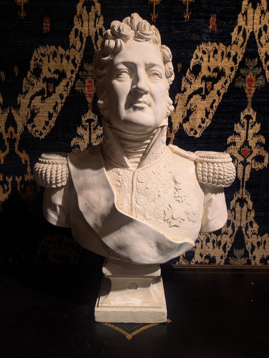 Plaster Bust Of Louis-philippe I, Signed And Dated - 19th Century