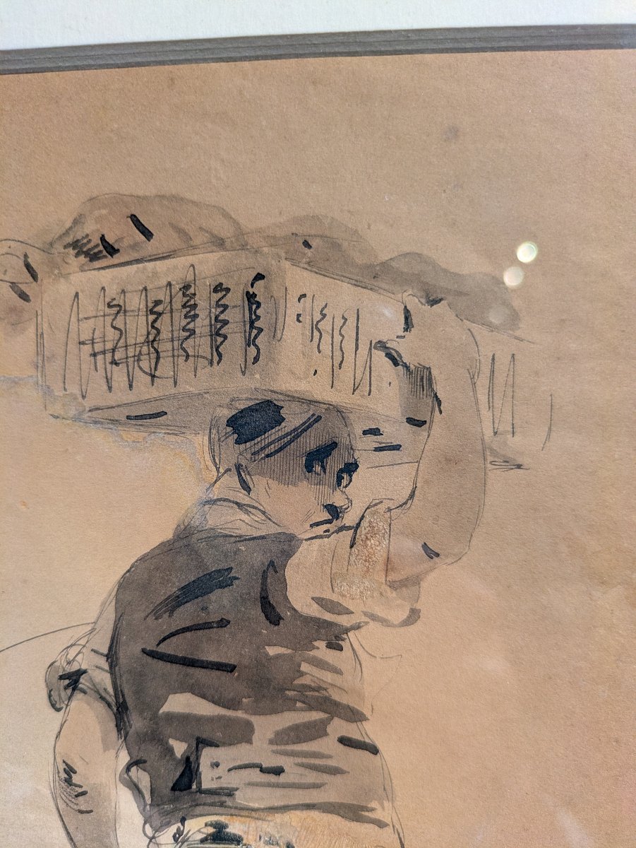 Scène de rue, encre et lavis sur papier — Signé G. Doré et daté 1848-photo-3