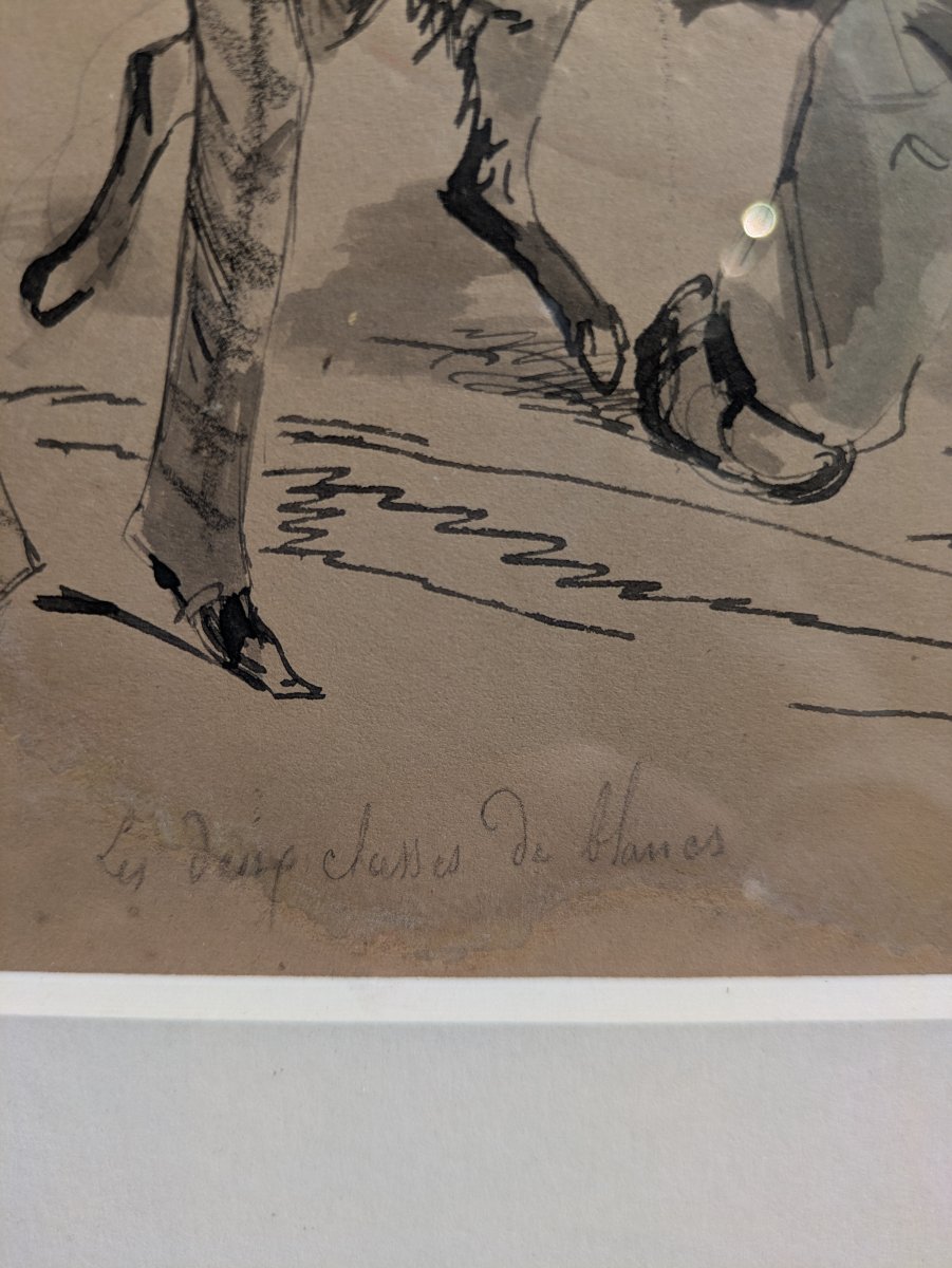 Scène de rue, encre et lavis sur papier — Signé G. Doré et daté 1848-photo-1