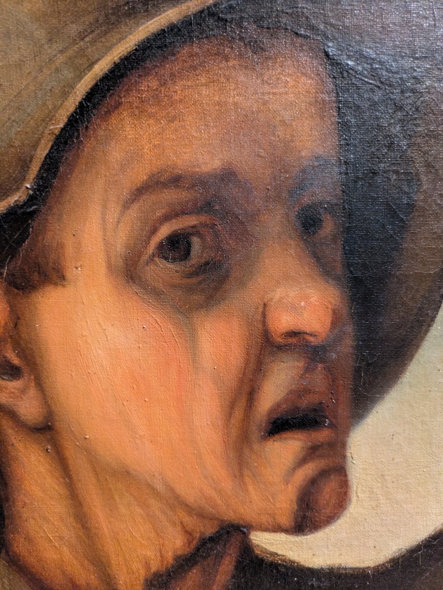 Le Marchand d'images - Huile sur toile, J. Besineau d'après Alexandre Antigna - fin XIXe siècle-photo-3