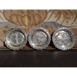 Suite de Trois Repose-Bouteilles en Argent – Delheid Frères, Bruxelles, Fin XIXᵉ – Début XXᵉ