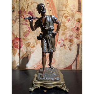 Bronze - Water Carrier By Marcel Début - Late 19th Century