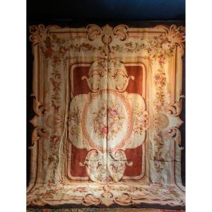 Large Aubusson Carpet, Restoration Period - First Half Of The 19th Century