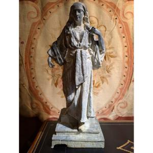 Femme Orientaliste, Sculpture en plomb/étain Signée Gaston Leroux - Fin XIXème