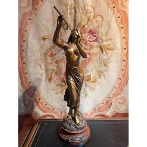 Muse Des Bois, Gilded Bronze Signed édouard Drouot - Late 19th Century