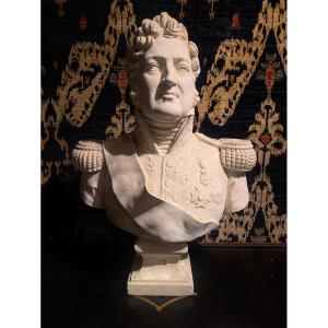 Plaster Bust Of Louis-philippe I, Signed And Dated - 19th Century