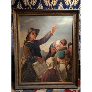 The Picture Dealer - Oil On Canvas, By J. Besineau After Alexandre Antigna - Late 19th Century