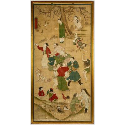 Grande Peinture Chinoise Sur Le Jugement Des âmes, Dynastie Ming