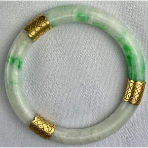 Bracelet Chinois Ancien En Jade Vert