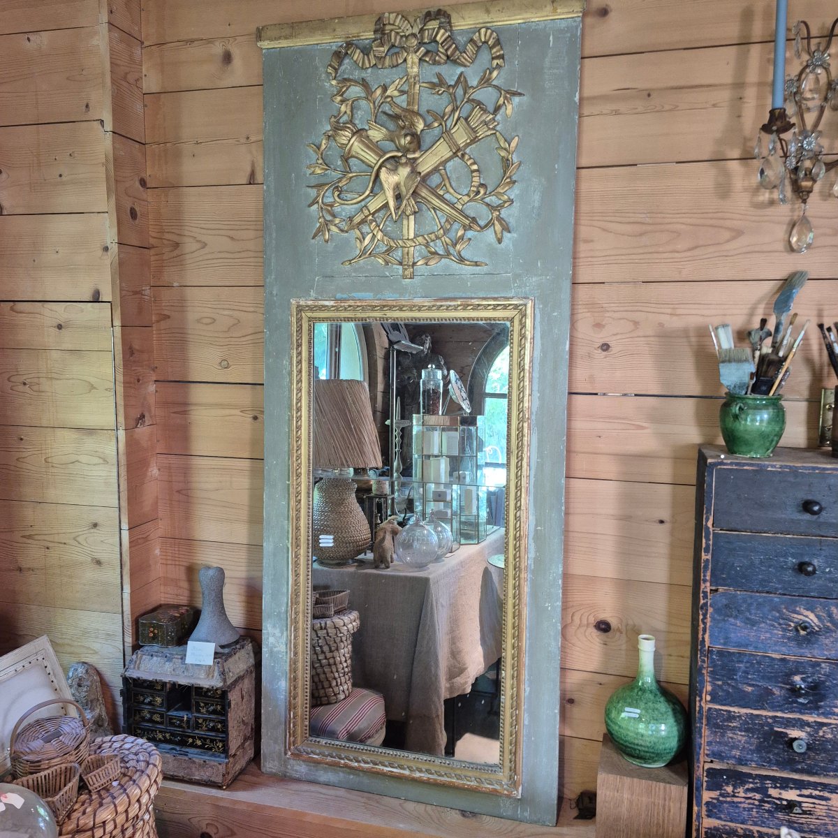 Trumeau d"époque louis xvı en bois doré-photo-2