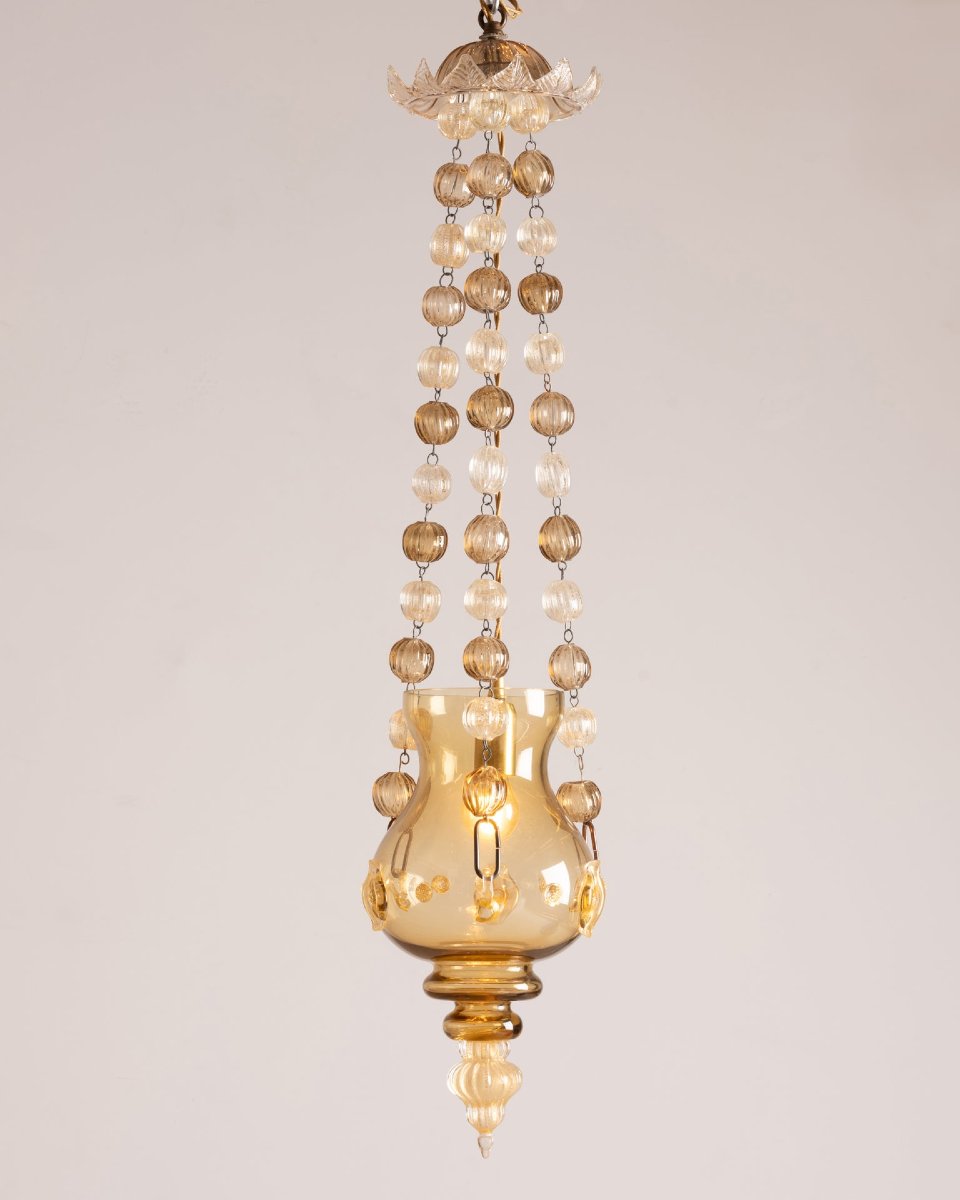 Murano - Lanterne à paillettes d'or, circa 1960-photo-3