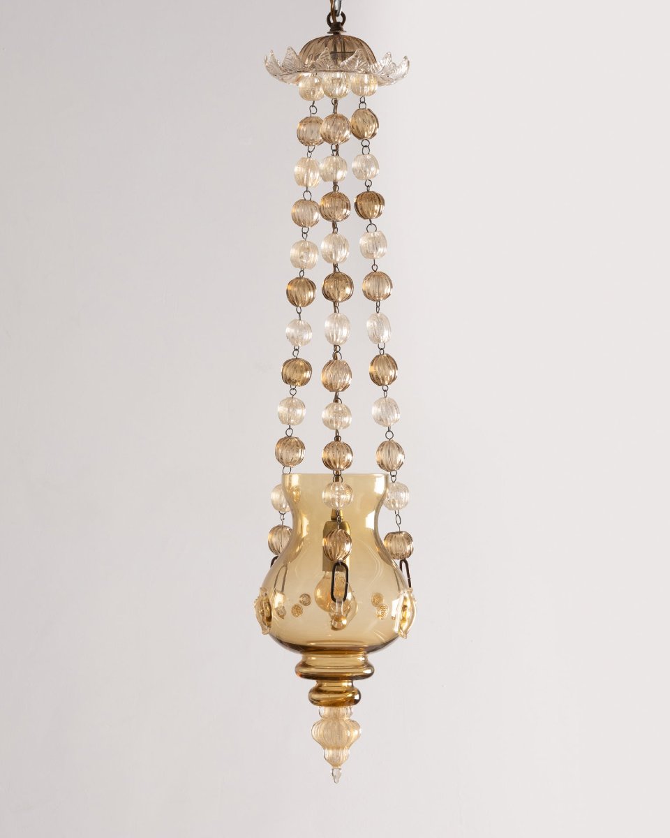 Murano - Lanterne à paillettes d'or, circa 1960-photo-4