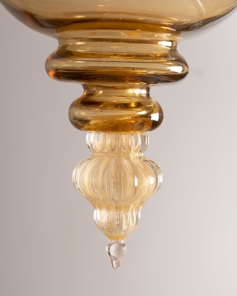 Murano - Lanterne à paillettes d'or, circa 1960-photo-4