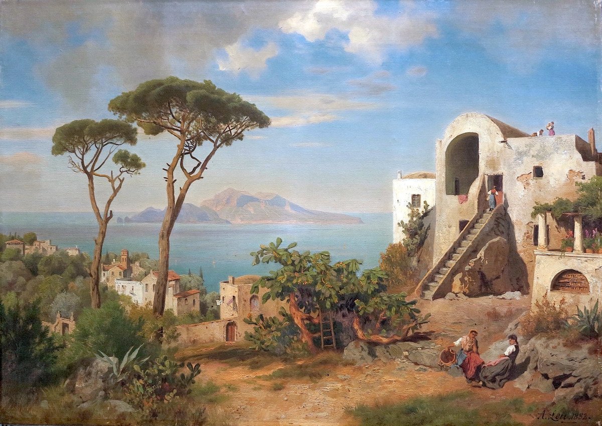 August Wilhelm Leu (1819–1897) - Vue de Capri, Italie - Huile-photo-2