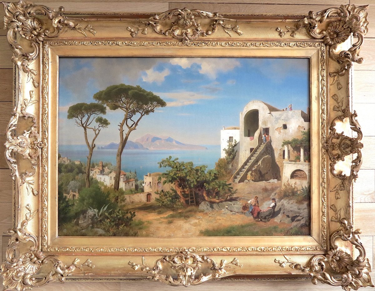 August Wilhelm Leu (1819–1897) - Vue de Capri, Italie - Huile