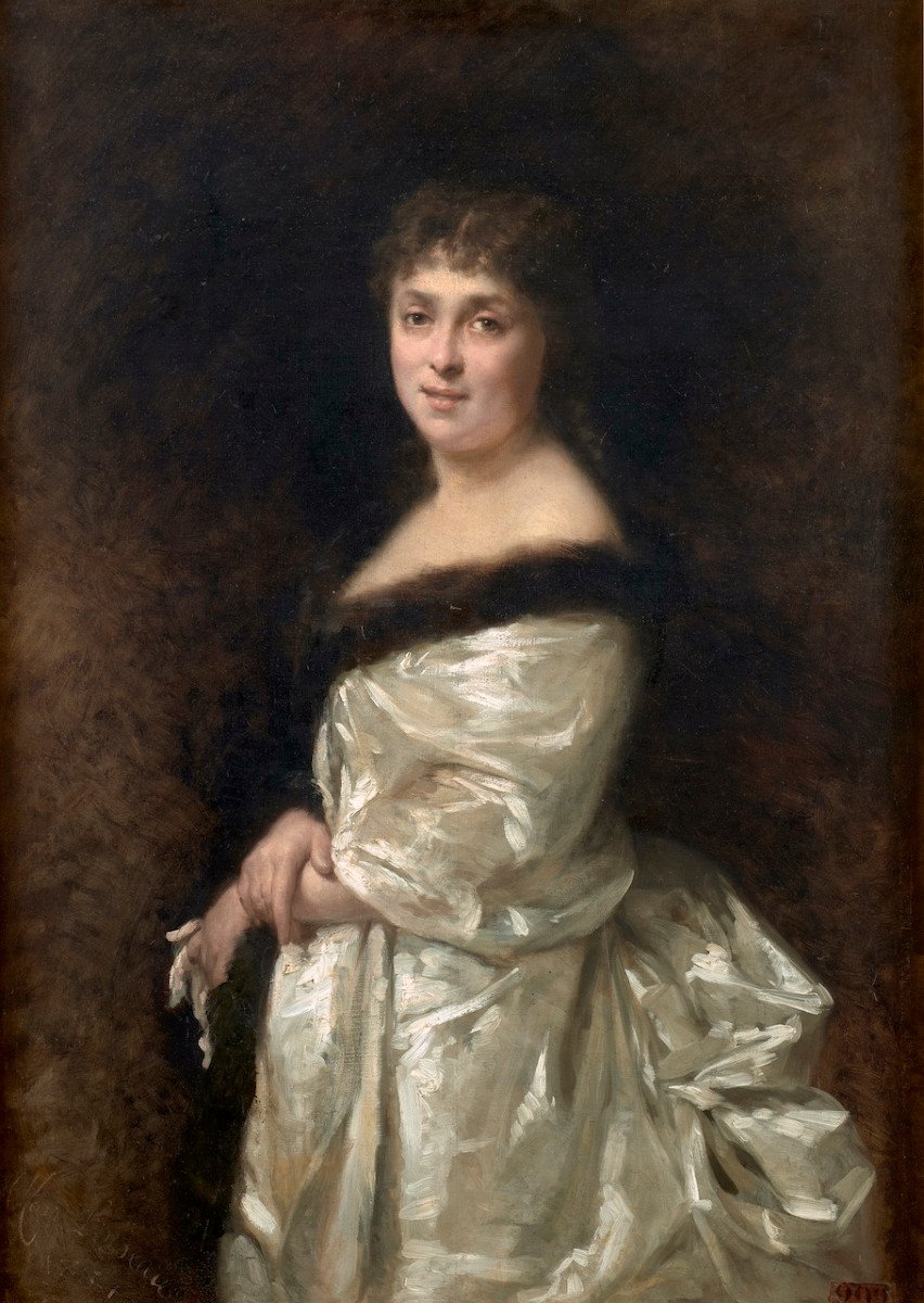 Marie Loiseau (1860 - ?) - Portrait Of A Society Woman - Oil-photo-2