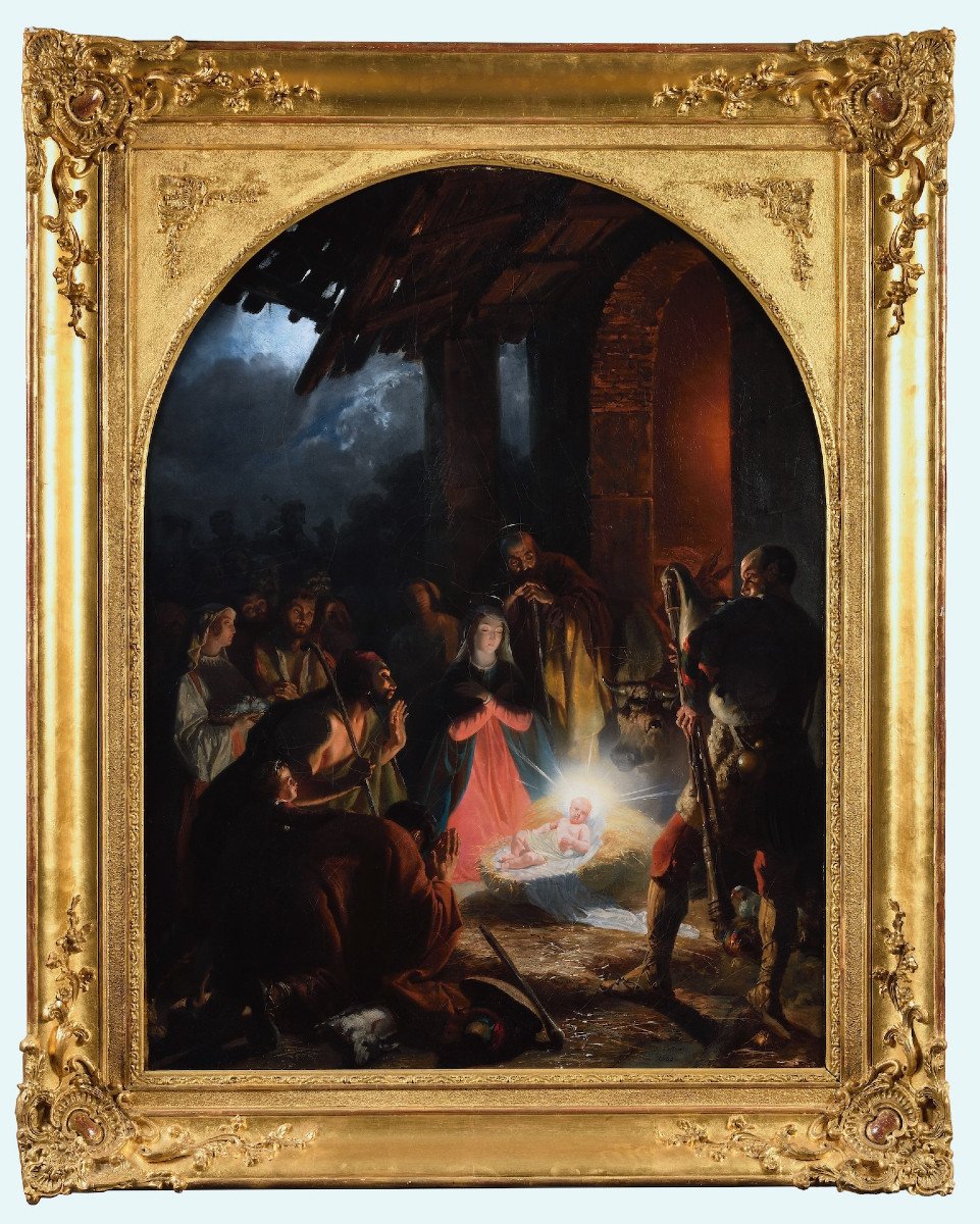 Félix Cottrau (1799–1852) - L’adoration des bergers - Huile