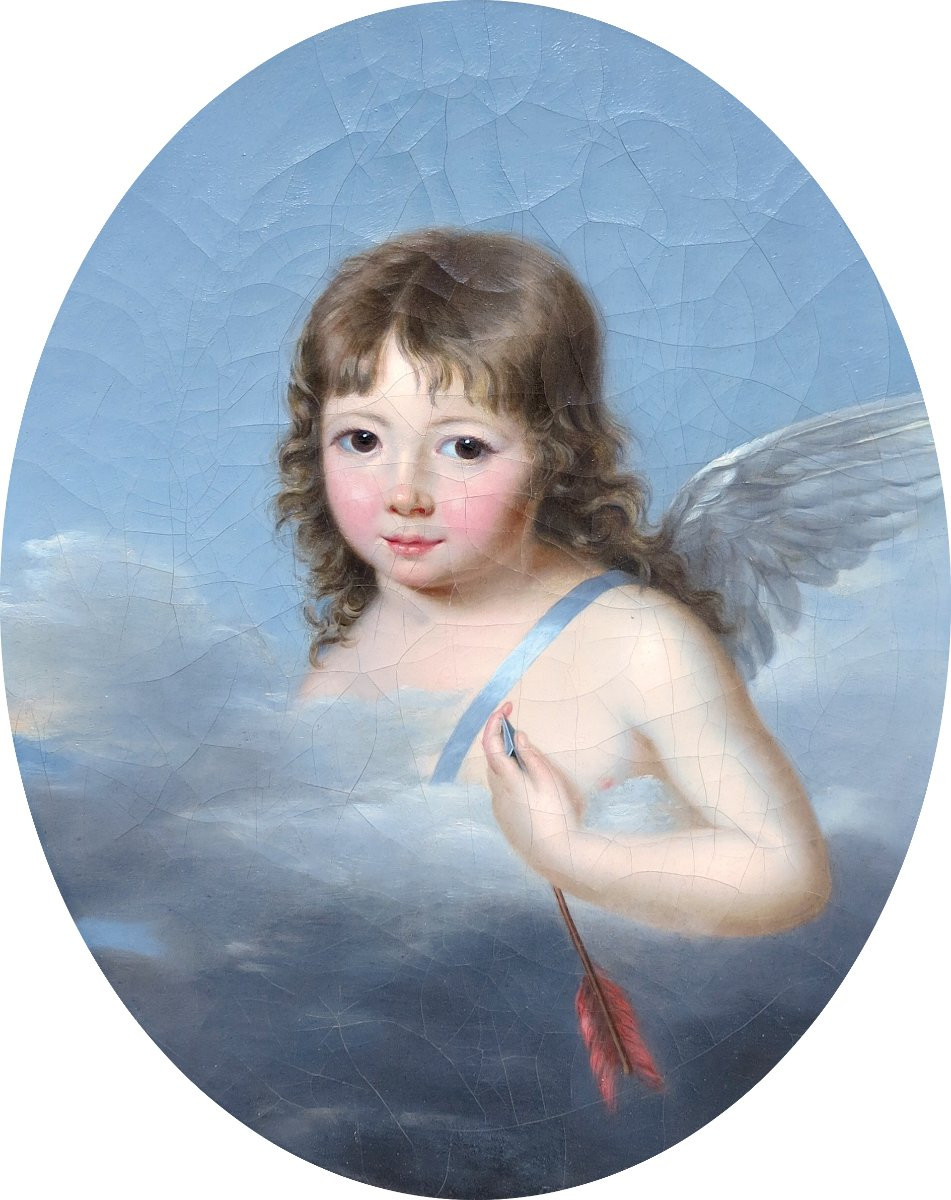 Attributed To Jeanne élisabeth Chaudet (1761–1832) - Cupid Holding His Arrow - Oil-photo-2