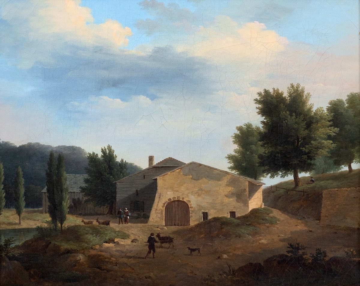 Entourage de Jean Victor BERTIN (1767-1842) - Paysage néoclassique - Huile-photo-1