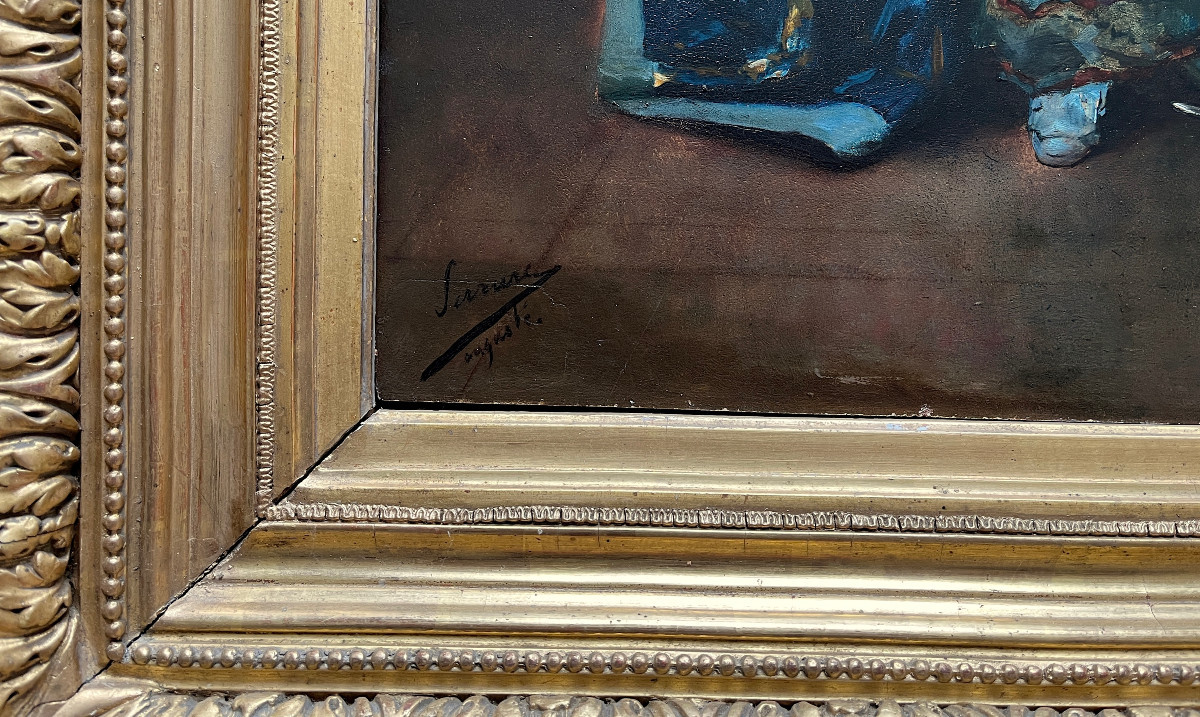 Auguste SERRURE (1825–1903) - La harpiste  - Huile-photo-3