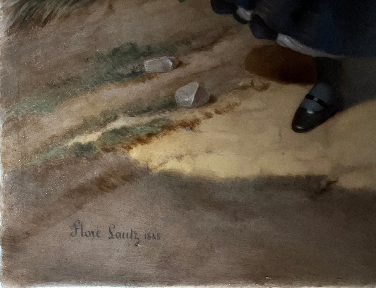 Flore LAUTZ (Active à Paris vers 1830-1850) - Le départ - Peinture sur porcelaine-photo-2