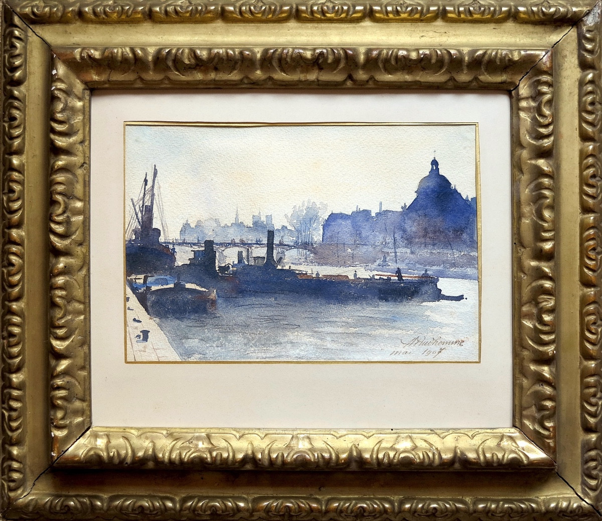 Marcel Prud'homme (1877–1955) - Panorama Of Paris With The Institut De France And The Pont Des Arts - Ink