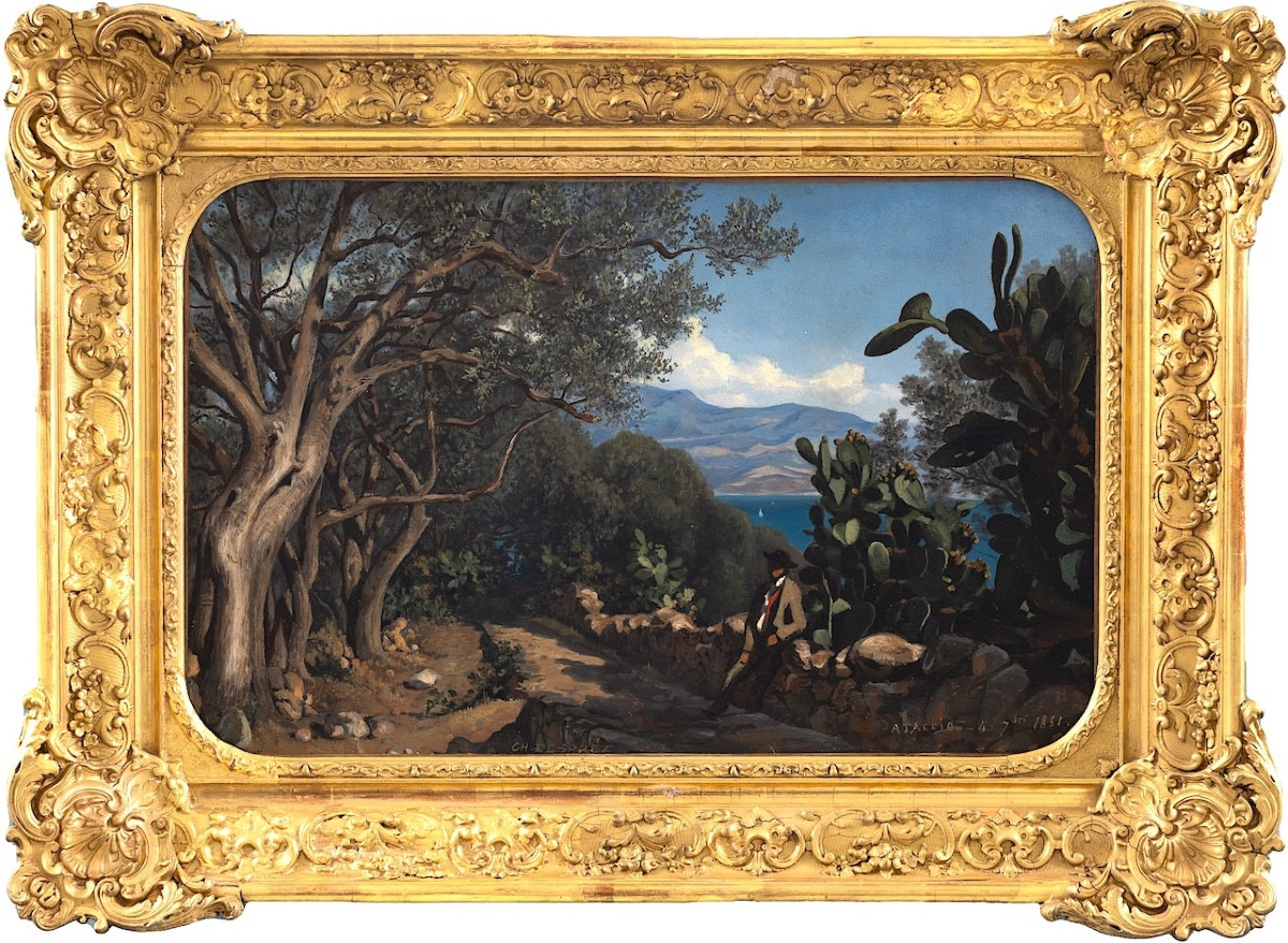 Charles Desprez (1818–1898) - View Taken Near Ajaccio, Corsica - Oil On Paper