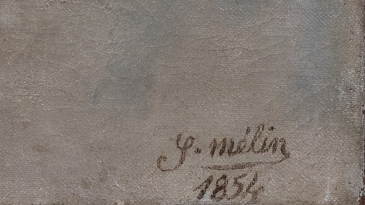 Joseph Mélin (1814–1886) - Hyena Head - Oil-photo-3