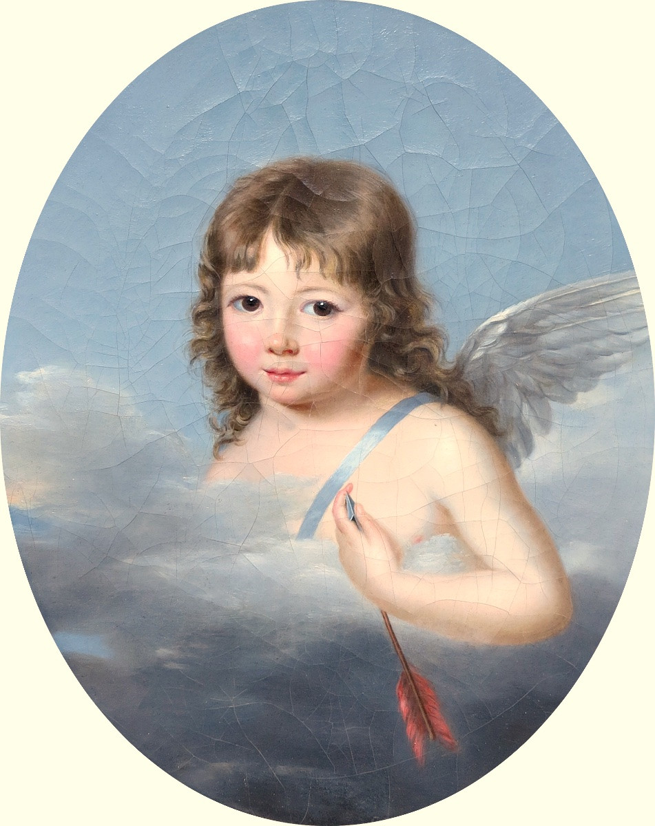 Attribué à Jeanne Élisabeth Chaudet (1761–1832) - Cupidon tenant sa flèche - Huile-photo-2
