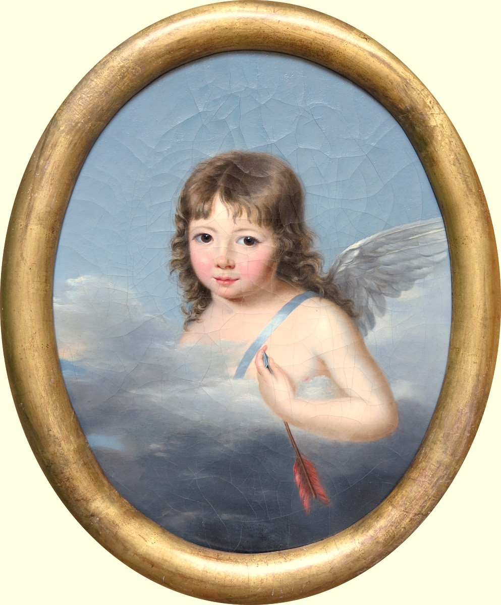 Attribué à Jeanne Élisabeth Chaudet (1761–1832) - Cupidon tenant sa flèche - Huile