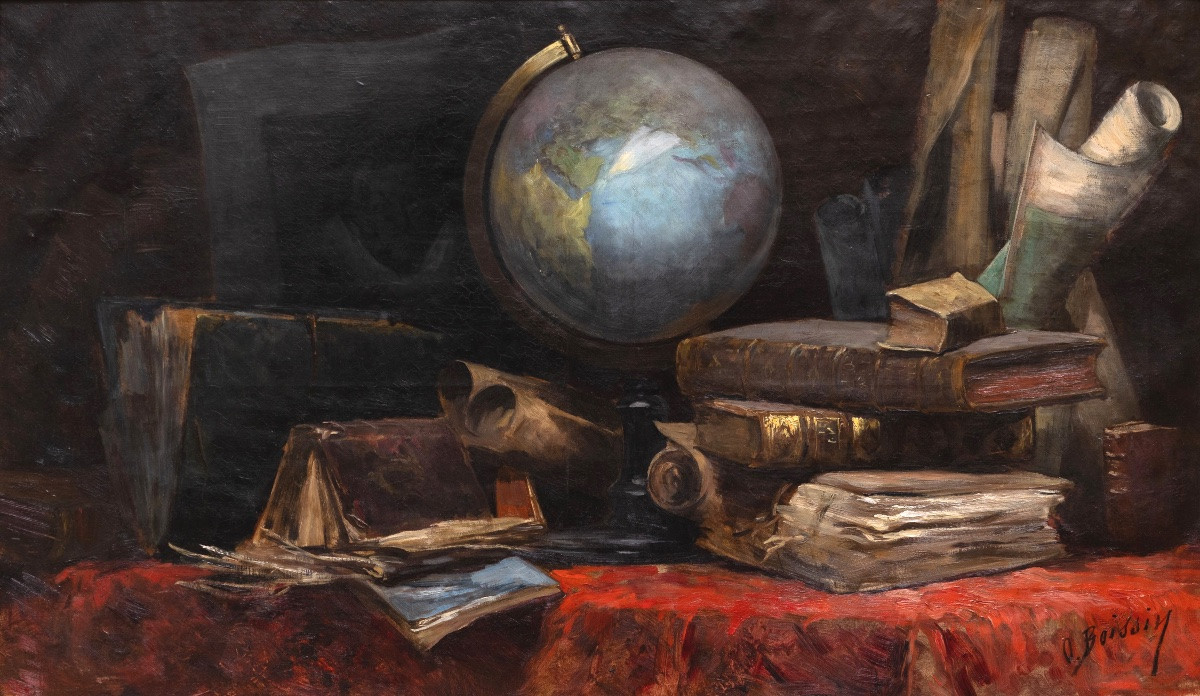 Octave Boissin (1839-1891) - Allegory Of Geography - Oil-photo-2