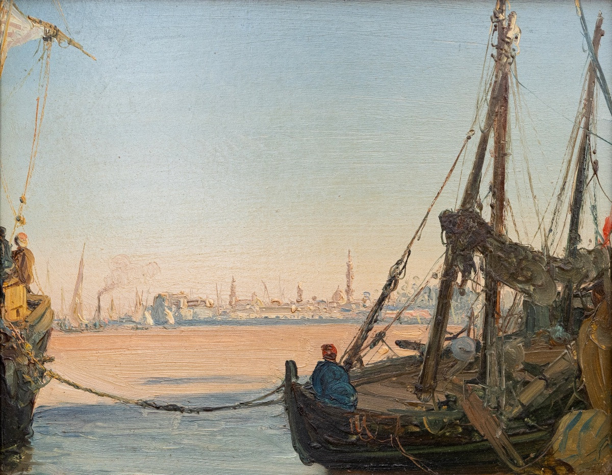 Louis Lottier (1807–1892) - View Of Cairo, Egypt - Oil-photo-2