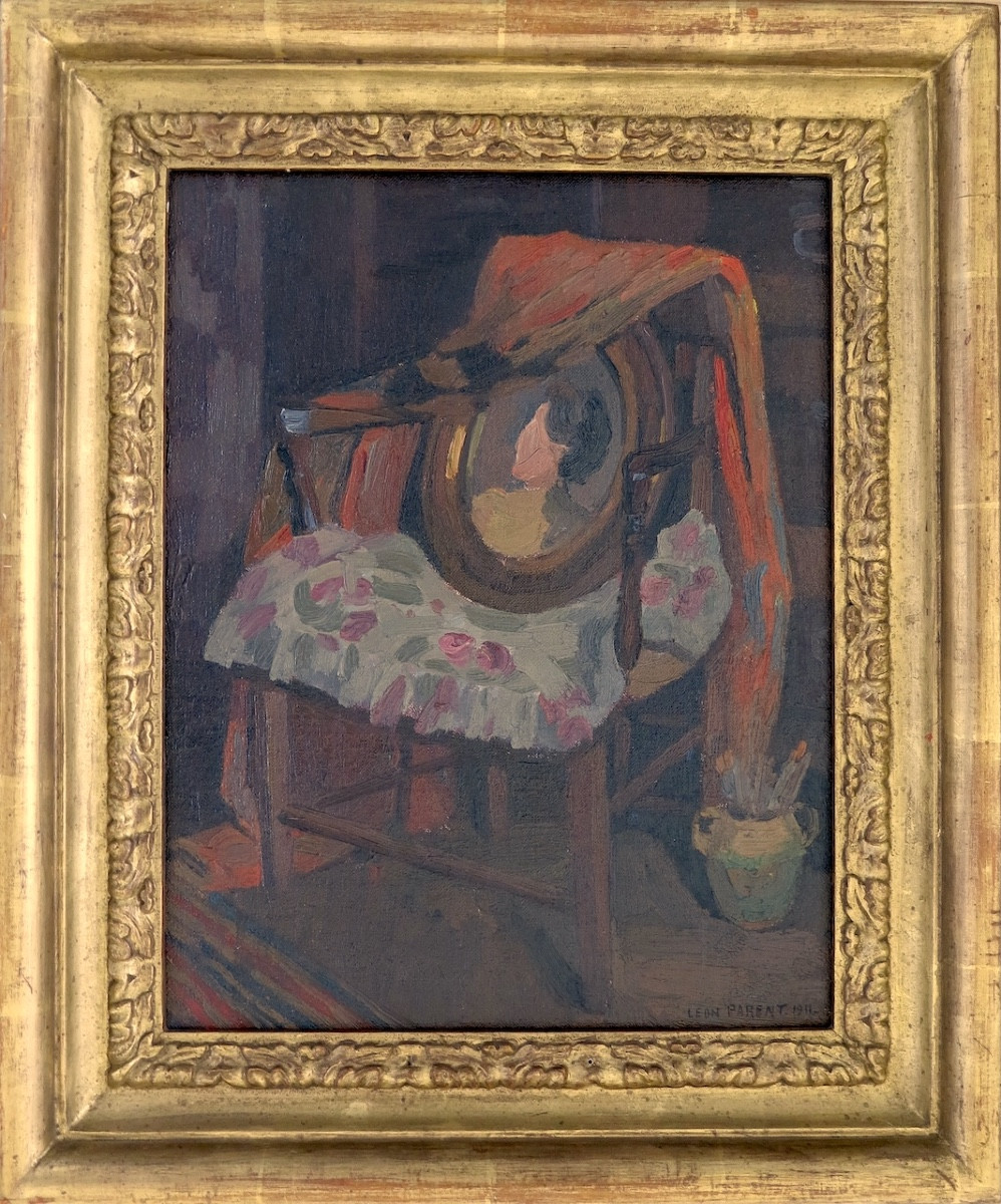 Léon Louis Parent (1869–1943) - Interior With Portrait - Oil