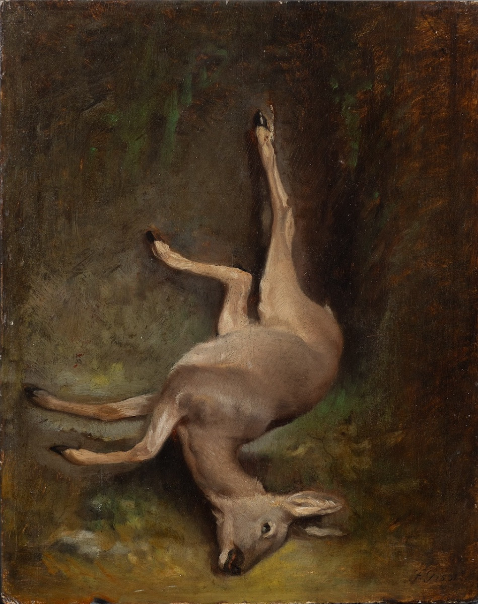 Ecole Française de la première moitié du XIX siècle - Trophée à la biche  - Huile-photo-2