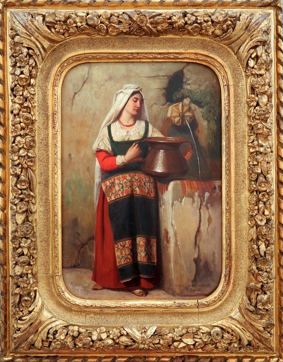 Alexander Hesse (1806–1879) - Young Roman Woman At The Fountain And Young Roman Shepherd - Pair Of Oil Paintings-photo-2
