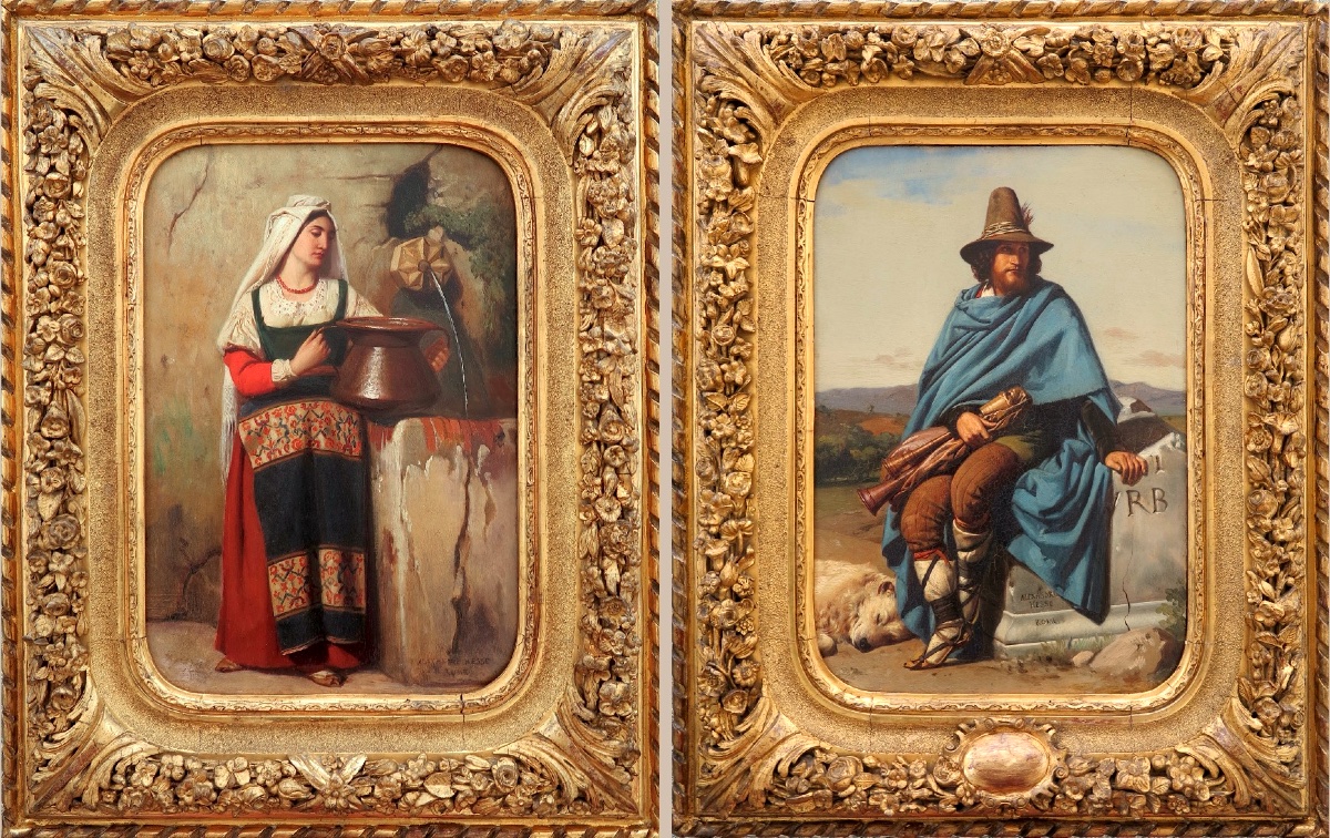 Alexander Hesse (1806–1879) - Young Roman Woman At The Fountain And Young Roman Shepherd - Pair Of Oil Paintings-photo-3