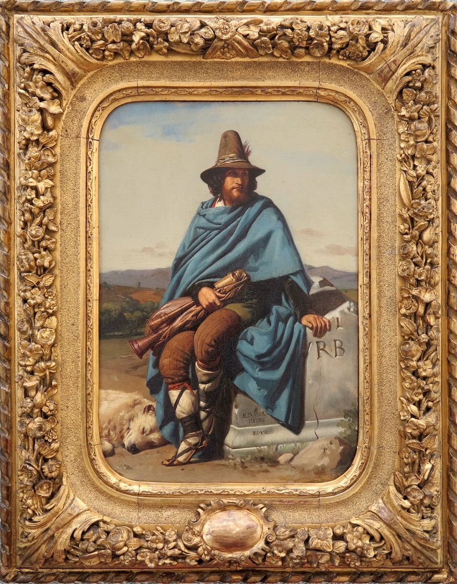 Alexander Hesse (1806–1879) - Young Roman Woman At The Fountain And Young Roman Shepherd - Pair Of Oil Paintings