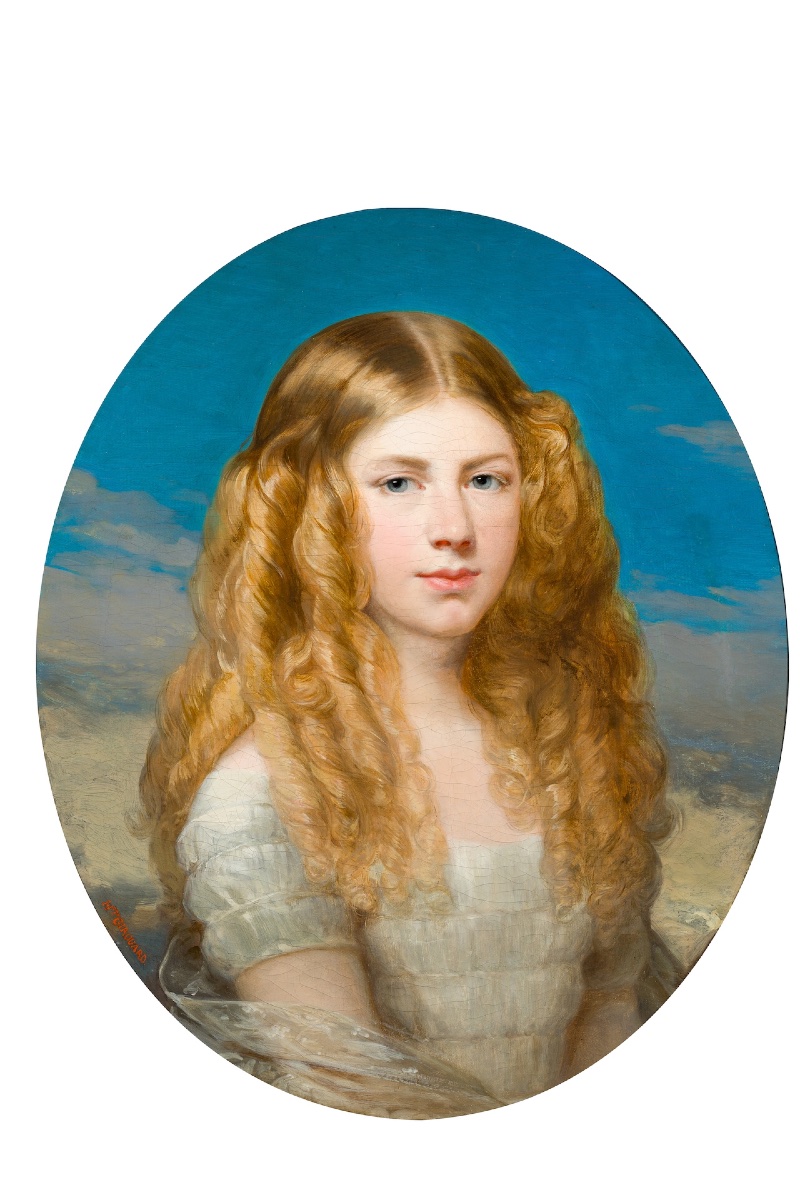 Henriquetta GIROUARD (Lisbonne, 1817 – Paris, 1883) - Portrait de jeune femme - Huile-photo-2