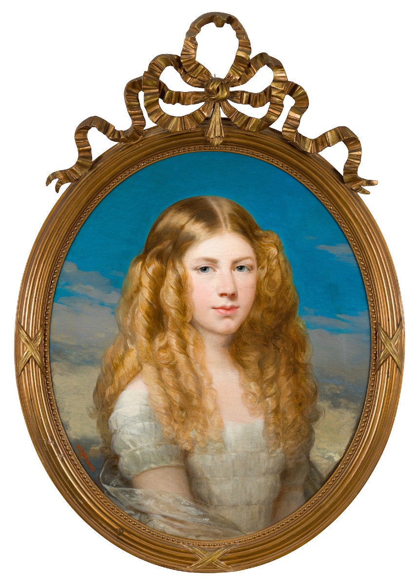 Henriquetta GIROUARD (Lisbonne, 1817 – Paris, 1883) - Portrait de jeune femme - Huile