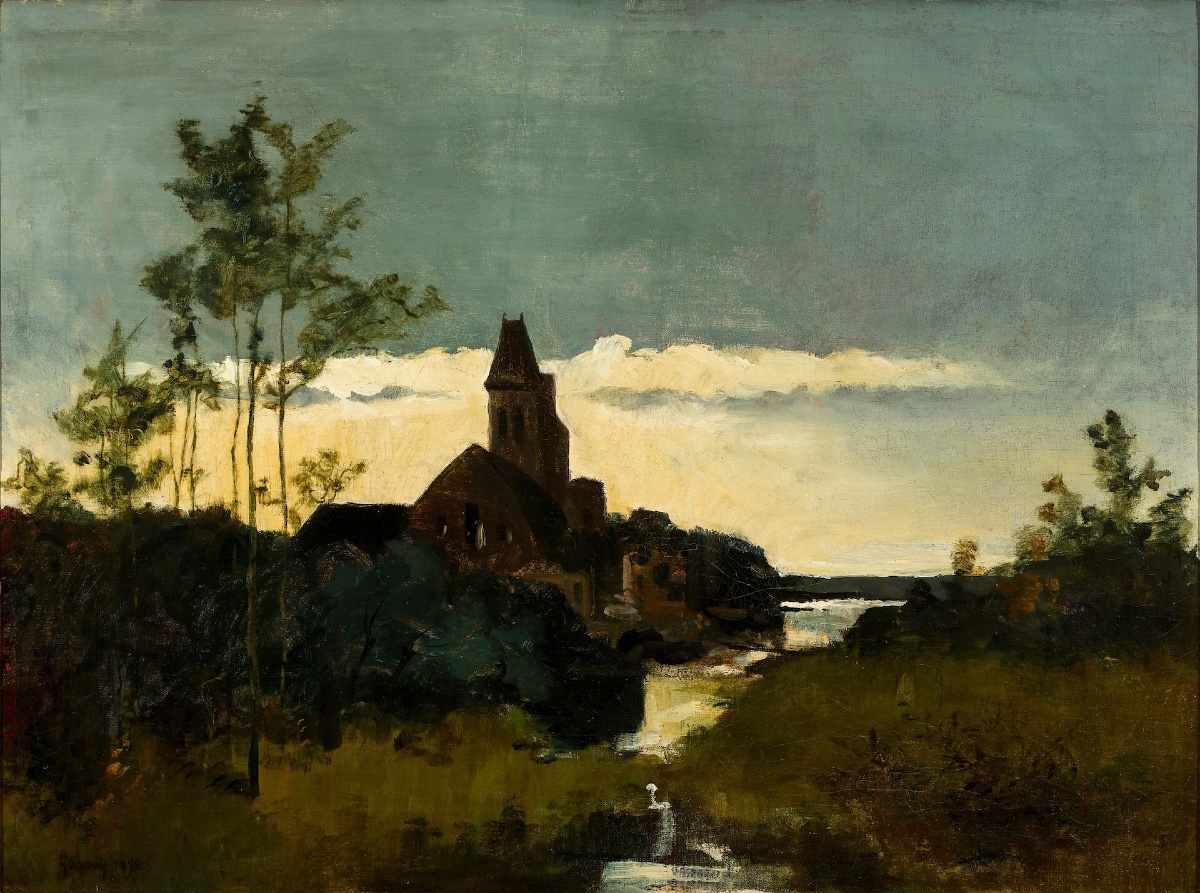 Eugène Galien-laloue (1854–1941) - Church At Dusk - Oil On Canvas-photo-2