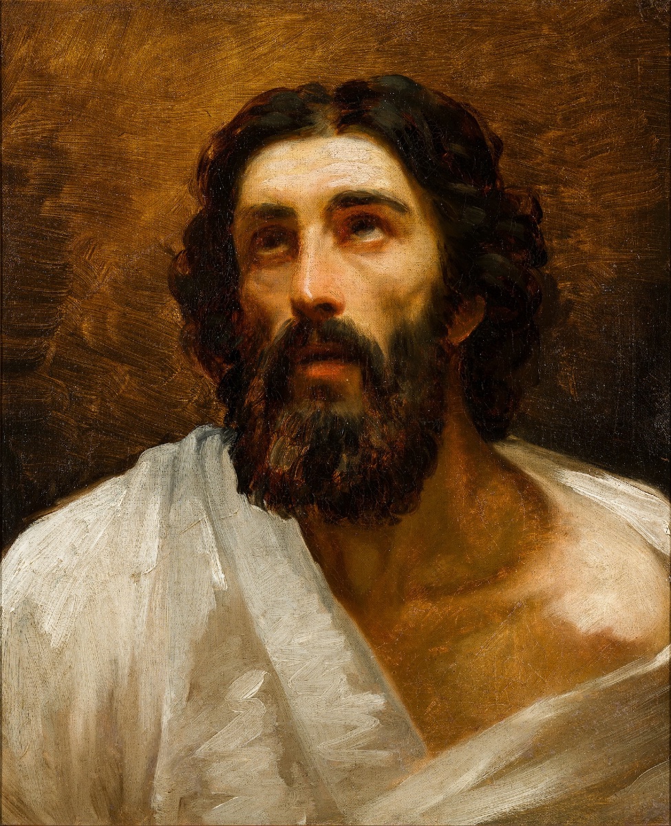 École française du milieu du XIXe siècle - Figure christique - Huile-photo-2