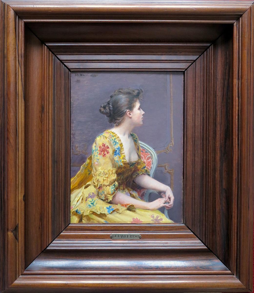 Jean Joseph Weerts (1846-1927) - Reverie - Oil On Panel Signed-photo-2