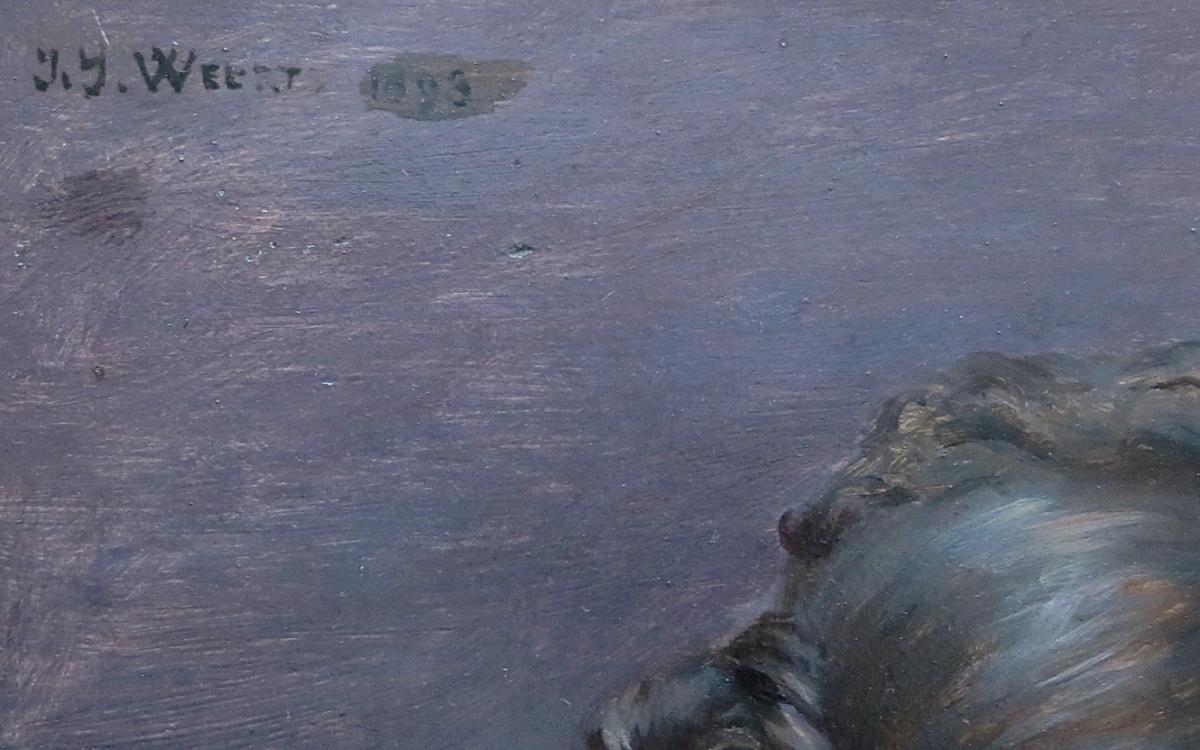 Jean Joseph Weerts (1846-1927) - Reverie - Oil On Panel Signed-photo-3